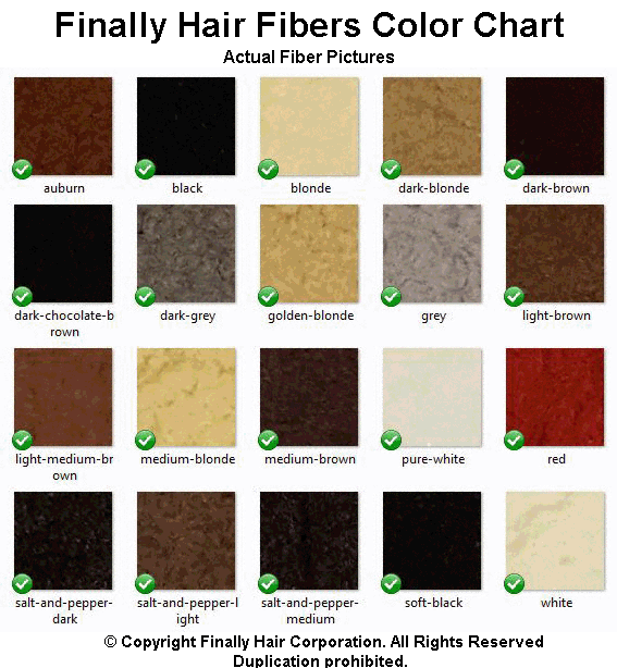 Finally Hair Color Chart - Brown Black Blonde Auburn Grey ...